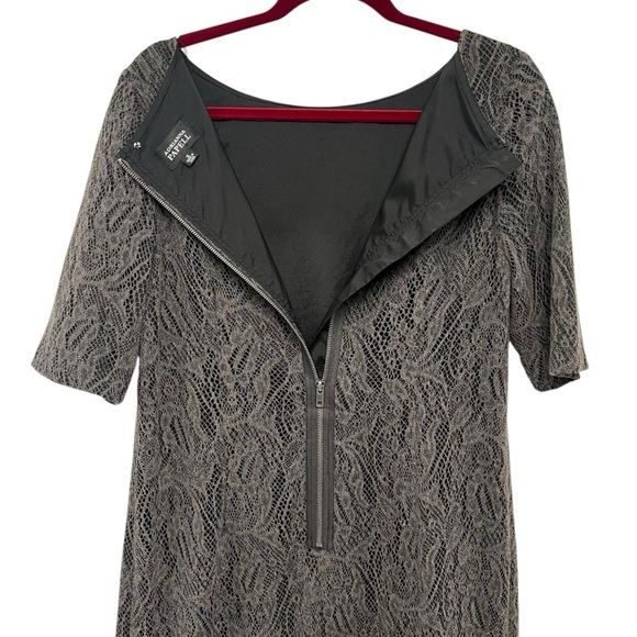 Adrianna Papell Charcoal Crochet Lace Overlay Knee Length Shift Dress Women’s 12 - Picture 6 of 8